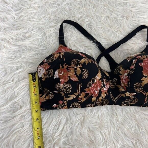Torrid Wire-Free Lightly Lined Print Racerback Bra 42DDD Cheetah Floral Print - Picture 8 of 12